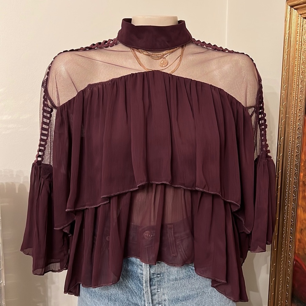 NWT Ina Burgundy Blouse